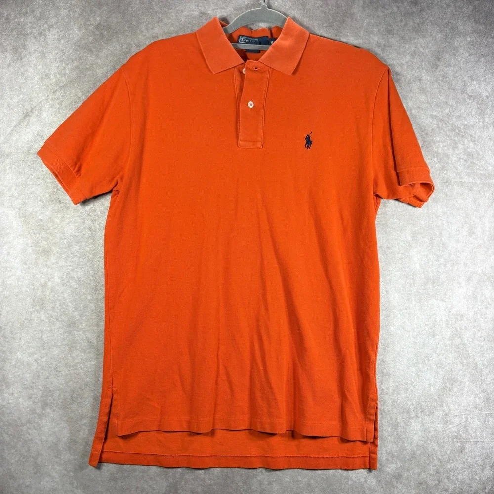 Polo Ralph Lauren Polo Shirt Mens M Orange Classic Fit Short Sleeve Pique Cotton
